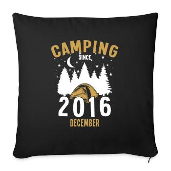 Anniversaire: Camping depuis décembre 2016 Zelten - Housse de coussin décorative 45 x 45 cm - noir - Devant