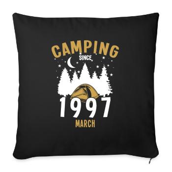 Anniversaire: Camping depuis mars 1997 Camping - Housse de coussin décorative 45 x 45 cm - noir - Devant