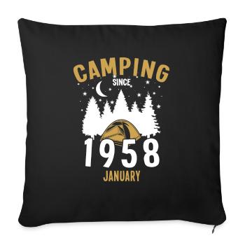Birthday: Camping since January 1958 Zelten - Sofa pillowcase 17,3'' x 17,3'' (45 x 45 cm) - black - Front