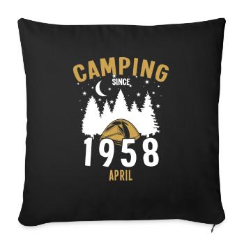 Birthday: Camping since April 1958 Zelten - Sofa pillowcase 17,3'' x 17,3'' (45 x 45 cm) - black - Front