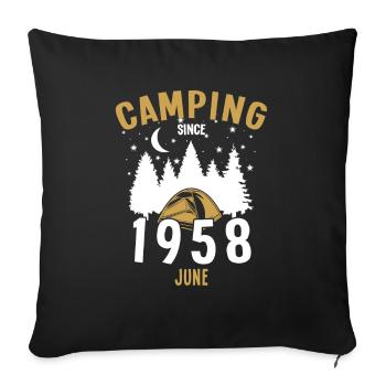 Birthday: Camping since June 1958 Zelten - Sofa pillowcase 17,3'' x 17,3'' (45 x 45 cm) - black - Front