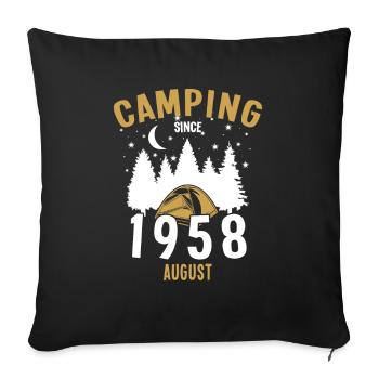 Birthday: Camping since August 1958 Zelten - Sofa pillowcase 17,3'' x 17,3'' (45 x 45 cm) - black - Front