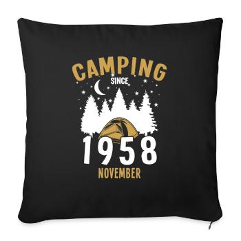 Birthday: Camping since November 1958 Zelten - Sofa pillowcase 17,3'' x 17,3'' (45 x 45 cm) - black - Front