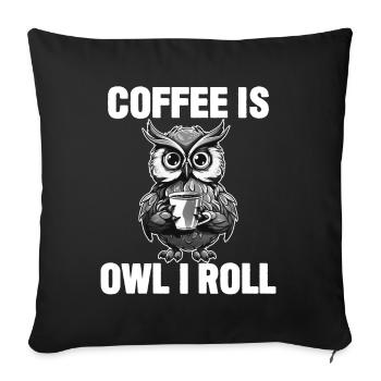 Le café est un hibou que je roule - Housse de coussin décorative 45 x 45 cm - noir - Devant