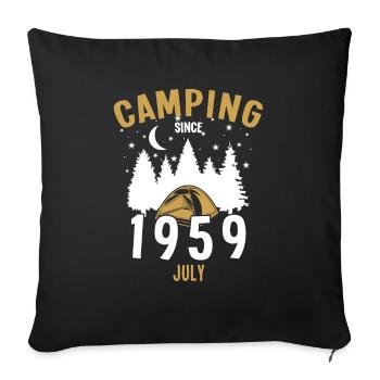 Geburtstag: Camping seit Juli 1959 Zelten - Sofakissenbezug 45 x 45 cm - Schwarz - Vorne