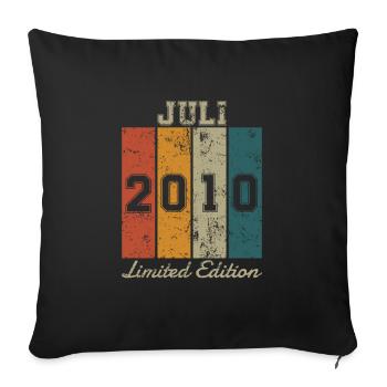Date de naissance: Juillet 2010 - Edition Limitée Rétro - Housse de coussin décorative 45 x 45 cm - noir - Devant