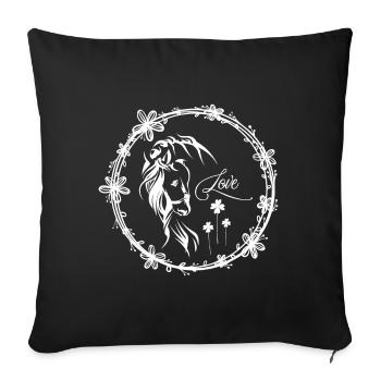 Horse with flowers - Sofa pillowcase 17,3'' x 17,3'' (45 x 45 cm) - black - Front