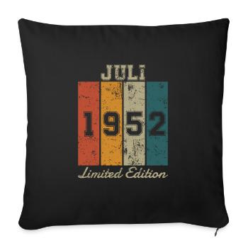 Date de naissance : Juillet 1952 - Edition Limitée Rétro - Housse de coussin décorative 45 x 45 cm - noir - Devant