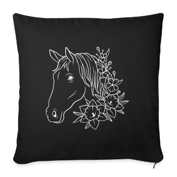 Horse with flowers - Sofa pillowcase 17,3'' x 17,3'' (45 x 45 cm) - black - Front