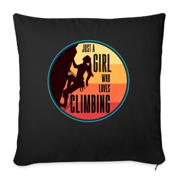 Climbing Womens Just A Girl Who Loves Climbing - Sofa pillowcase 17,3'' x 17,3'' (45 x 45 cm) - black - Front