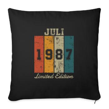 Date de naissance : Juillet 1987 - Edition Limitée Rétro - Housse de coussin décorative 45 x 45 cm - noir - Devant