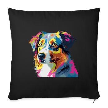 Australian Shepherd Dog Colorful - Sofa pillowcase 17,3'' x 17,3'' (45 x 45 cm) - black - Front