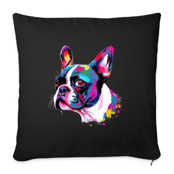 Boston Terrier coloré - Housse de coussin décorative 45 x 45 cm - noir - Devant