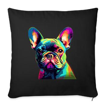 Bouledogue Français Coloré - Housse de coussin décorative 45 x 45 cm - noir - Devant