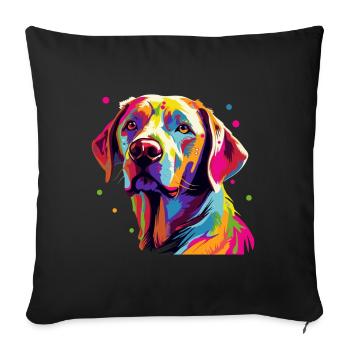 Labrador Chien Coloré - Housse de coussin décorative 45 x 45 cm - noir - Devant