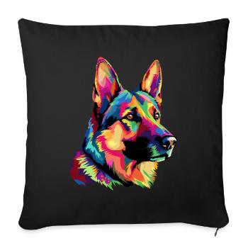 German Shepherd Dog Colorful - Sofa pillowcase 17,3'' x 17,3'' (45 x 45 cm) - black - Front
