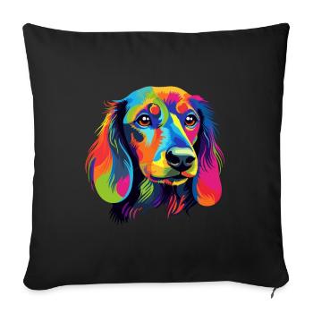 Dachshund Dog Colorful - Sofa pillowcase 17,3'' x 17,3'' (45 x 45 cm) - black - Front
