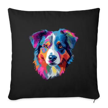 Australian Shepherd Dog Colorful - Sofa pillowcase 17,3'' x 17,3'' (45 x 45 cm) - black - Front