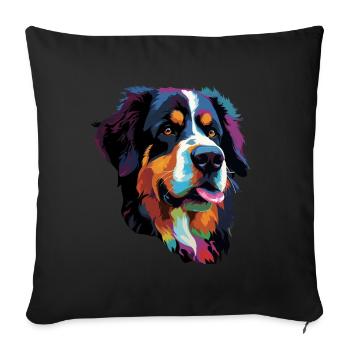 Bernese Mountain Dog Colorful - Sofa pillowcase 17,3'' x 17,3'' (45 x 45 cm) - black - Front