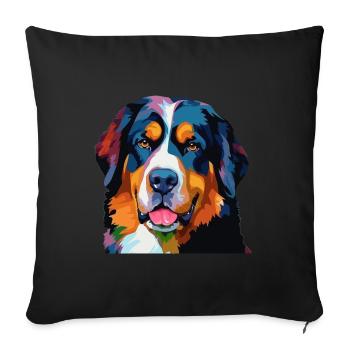 Bernese Mountain Dog Colorful - Sofa pillowcase 17,3'' x 17,3'' (45 x 45 cm) - black - Front