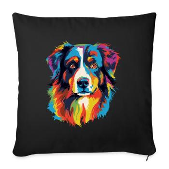 Australian Shepherd Dog Colorful - Sofa pillowcase 17,3'' x 17,3'' (45 x 45 cm) - black - Front