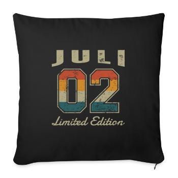 Date de naissance: Juillet 2002 - Edition Limitée Rétro - Housse de coussin décorative 45 x 45 cm - noir - Devant