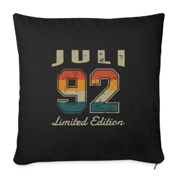 Date de naissance: Juillet 1992 - Edition Limitée Rétro - Housse de coussin décorative 45 x 45 cm - noir - Devant