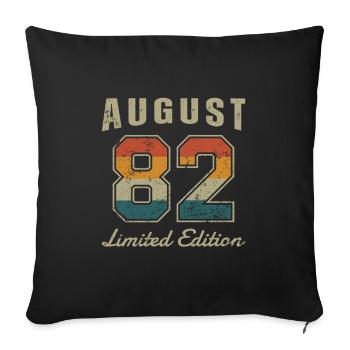 Date de naissance : Août 1982 - Edition Limitée Rétro - Housse de coussin décorative 45 x 45 cm - noir - Devant