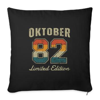 Date de naissance : Octobre 1982 - Edition Limitée Rétro - Housse de coussin décorative 45 x 45 cm - noir - Devant