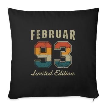 Date de naissance: Février 1993 - Edition Limitée Rétro - Housse de coussin décorative 45 x 45 cm - noir - Devant