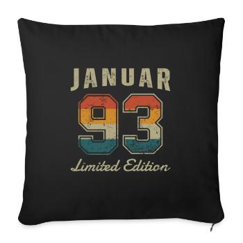 Date de naissance : Janvier 1993 - Edition Limitée Rétro - Housse de coussin décorative 45 x 45 cm - noir - Devant