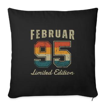 Geburtstag: Februar 1995 - Limited Edition Retro - Sofakissenbezug 45 x 45 cm - Schwarz - Vorne