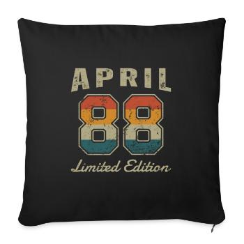 Date de naissance: Avril 1988 - Edition Limitée Rétro - Housse de coussin décorative 45 x 45 cm - noir - Devant
