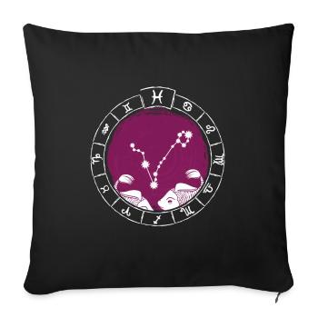 Zodiac sign Pisces - Zodiac sign - Natal period - Sofa pillowcase 17,3'' x 17,3'' (45 x 45 cm) - black - Front
