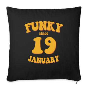 Funky Anniversaire: Janvier 2019 - Flower Power - Housse de coussin décorative 45 x 45 cm - noir - Devant
