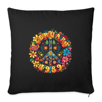 Flower Power Hippie Birthday - Février 1989 - Housse de coussin décorative 45 x 45 cm - noir - Devant