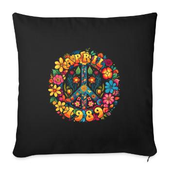 Flower Power Hippie Birthday - Avril 1989 - Housse de coussin décorative 45 x 45 cm - noir - Devant