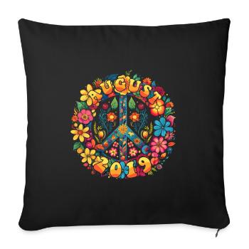 Flower Power Hippie Birthday - Août 2019 - Housse de coussin décorative 45 x 45 cm - noir - Devant