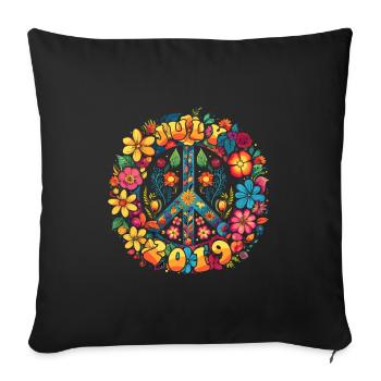 Flower Power Hippie Birthday - Juillet 2019 - Housse de coussin décorative 45 x 45 cm - noir - Devant