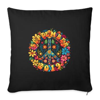 Anniversaire de Flower Power Hippie - Septembre 2019 - Housse de coussin décorative 45 x 45 cm - noir - Devant