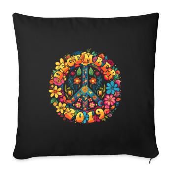 Flower Power Hippie Birthday - Décembre 2019 - Housse de coussin décorative 45 x 45 cm - noir - Devant