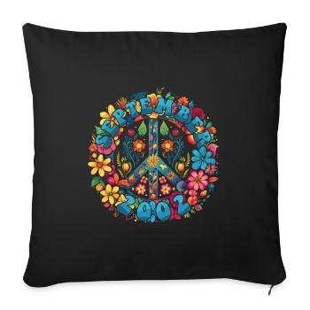 Flower Power Hippie Birthday - September 2002 - Sofa pillowcase 17,3'' x 17,3'' (45 x 45 cm) - black - Front