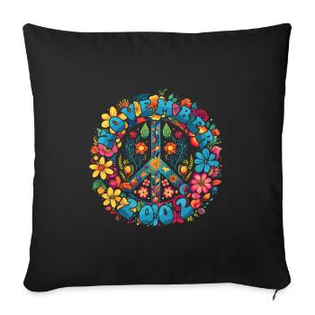 Flower Power Hippie Birthday - November 2002 - Sofa pillowcase 17,3'' x 17,3'' (45 x 45 cm) - black - Front