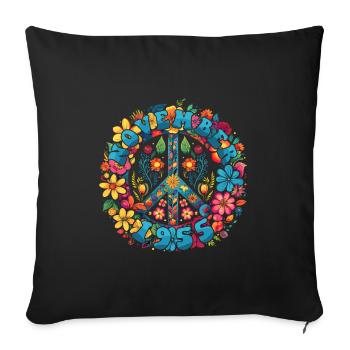 Flower Power Hippie Birthday - November 1955 - Sofa pillowcase 17,3'' x 17,3'' (45 x 45 cm) - black - Front