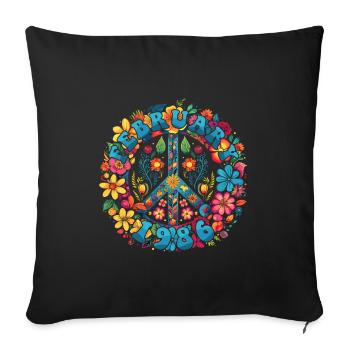 Flower Power Hippie Birthday - February 1986 - Sofa pillowcase 17,3'' x 17,3'' (45 x 45 cm) - black - Front