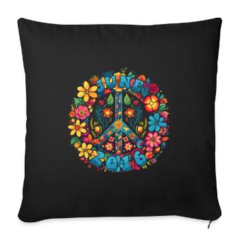 Flower Power Hippie Geburstag - Juni 2016 - Sofakissenbezug 45 x 45 cm - Schwarz - Vorne