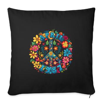Flower Power Hippie Birthday - April 1987 - Sofa pillowcase 17,3'' x 17,3'' (45 x 45 cm) - black - Front