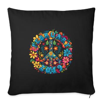 Flower Power Hippie Birthday - Février 2019 - Housse de coussin décorative 45 x 45 cm - noir - Devant