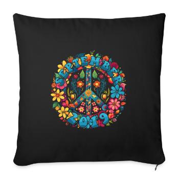 Anniversaire de Flower Power Hippie - Septembre 2019 - Housse de coussin décorative 45 x 45 cm - noir - Devant