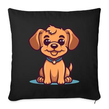 Conception de chien mignon pour les propriétaires de chiens - Housse de coussin décorative 45 x 45 cm - noir - Devant